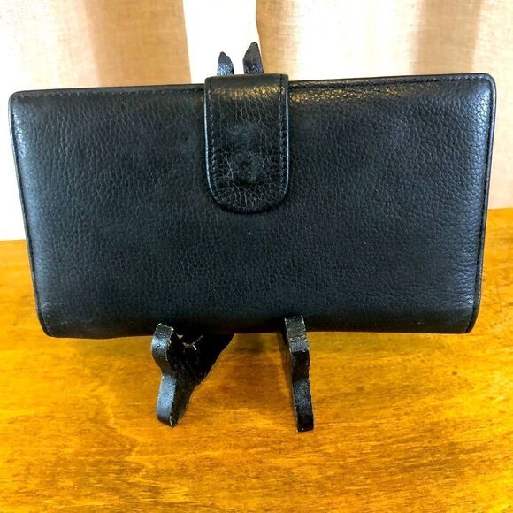 Copy - Leather black wallet checkbook - Picture 1 of 8